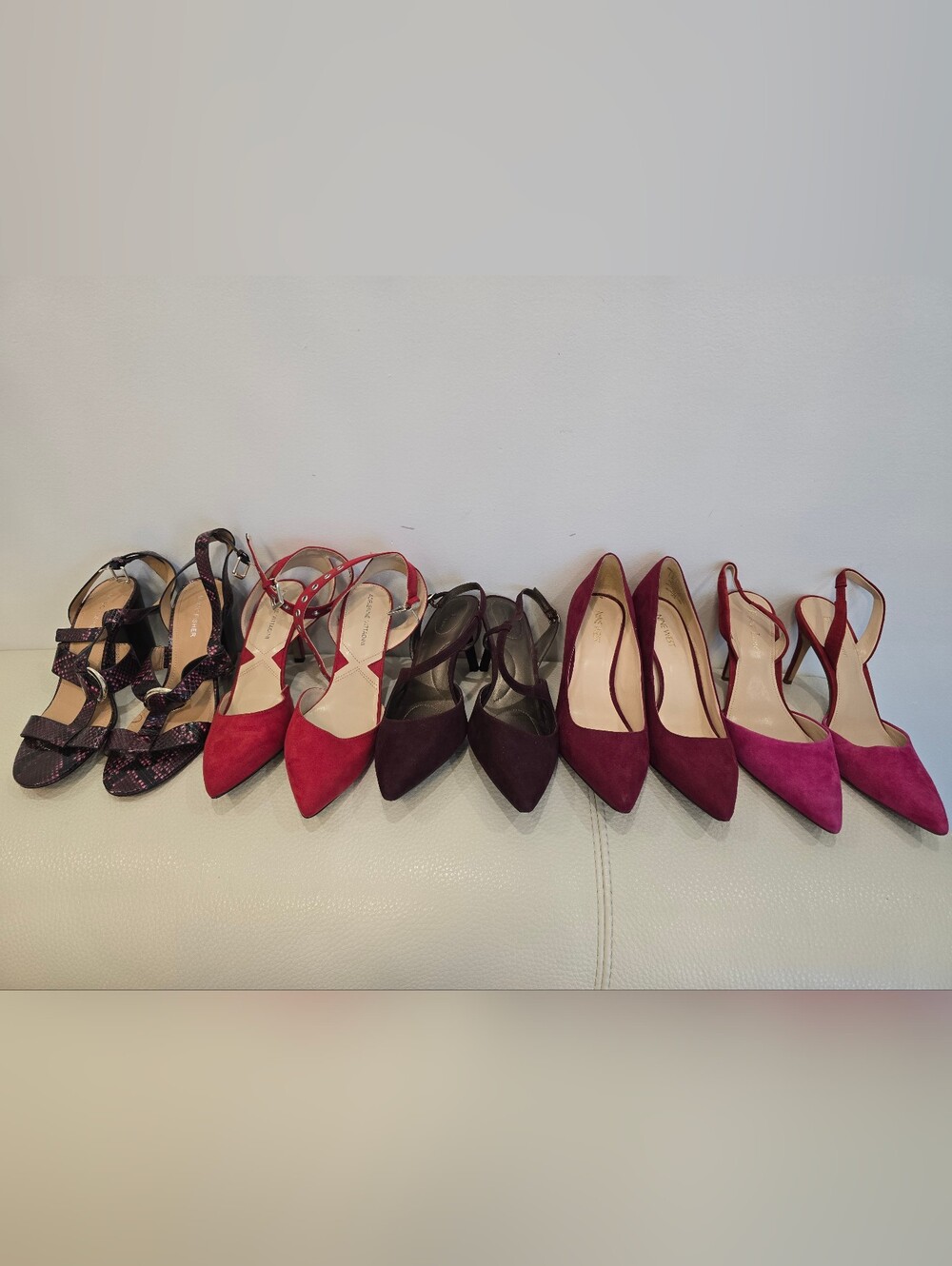 Lot 5 Shoes Pumps Heels Adrienne Vittadini Red Suede Slingback Size 8.5